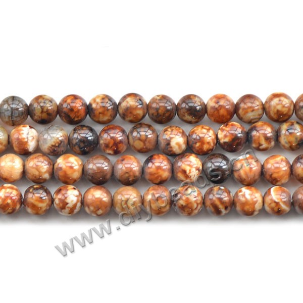 Bead,natural striped agate,Leopard,smooth 10mm round,Sold per one strand.