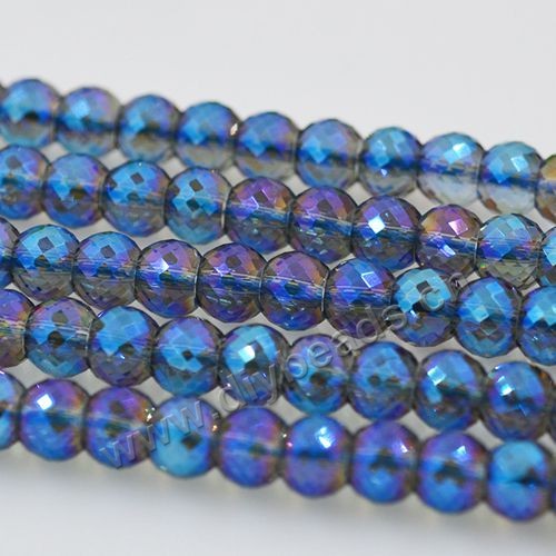 luxury bead,AB blue color,rondelle faced glass beads,6x8mm,per pkg of 10strands