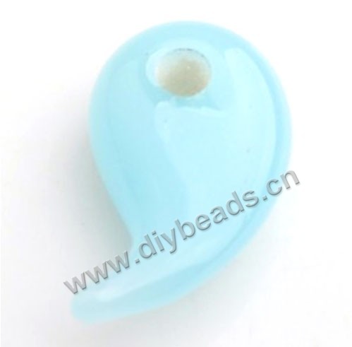 Bead,lampworked glass,blue yin-yang. 10*19mm. Sold per pkg of 5.