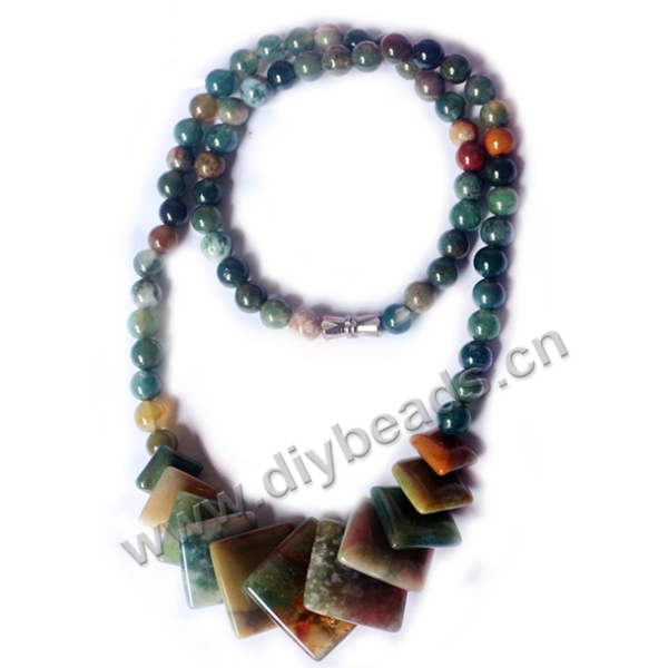 Bead, gemstone ,indian agate beads, 45.7cm druzy stone pendant necklace ,sold per pkg of 1.