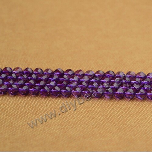 Bead, amethyst (natural), 8mm  128 faceted  round,  Sold per 16-inch strand.