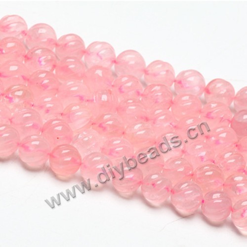 Bead, rose quartz (natural), 10mm carved round. Sold per 15-inch strand