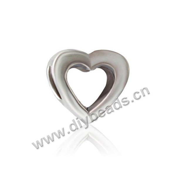 Bead,big-hole beads,zinc alloy,hallow heart shape,9*10mm,Sold per pkg of 100pcs