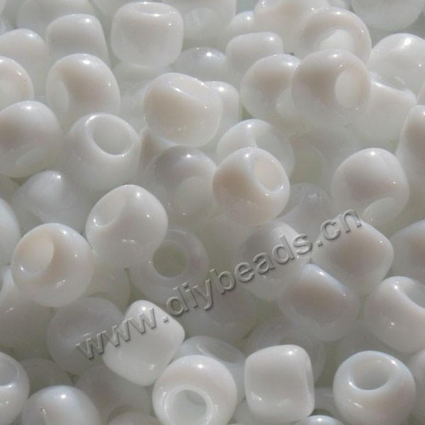 seed bead,glass,opaque white,#6 round,sold per pkg of 50g,  approximately 700ps.