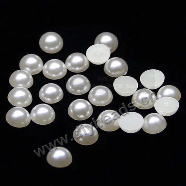 Bead, acrylic, 12mm, flatback half round. Sold per pkg of 1 bag-(1000pcs).