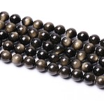 Bead, golden sheen obsidian (natural), 12mm round, A grades. Sold per 16-inch strand.