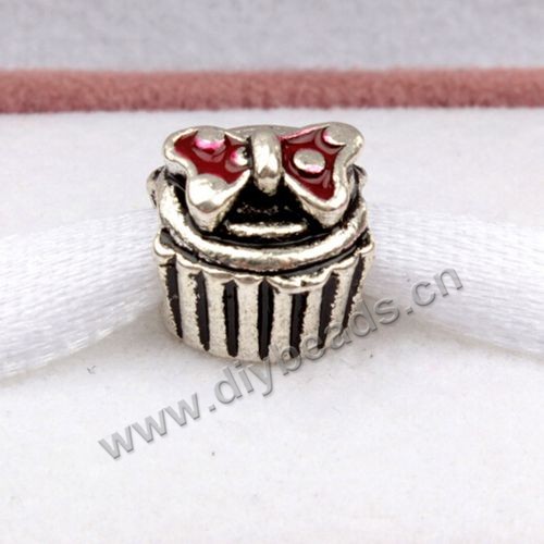 alloy Bead,silver plated,8.8x8.8mm,mini gift box,Sold per pkg of 50 pieces.