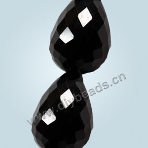 Bead, black agate (dyed),16x10x5mm  faceted teardrop. Sold per 16-inch strand