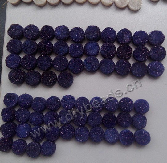Bead,  druzy quartz stone beads,    14mm  round  dark blue color  Sold by pcs