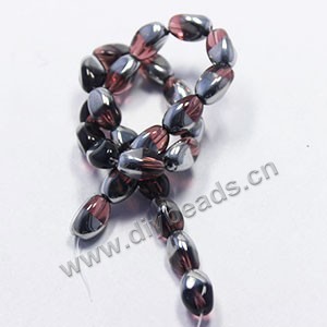 Bead ,silver-plated glass, brown, 11x8mm twisted oval. Sold per pkg of 10 strand.