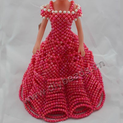 Handmade,AB red color acrylic beads princess dress doll skirt ,35cm height gift mini order 2ps,factory price,cheap wholesale.