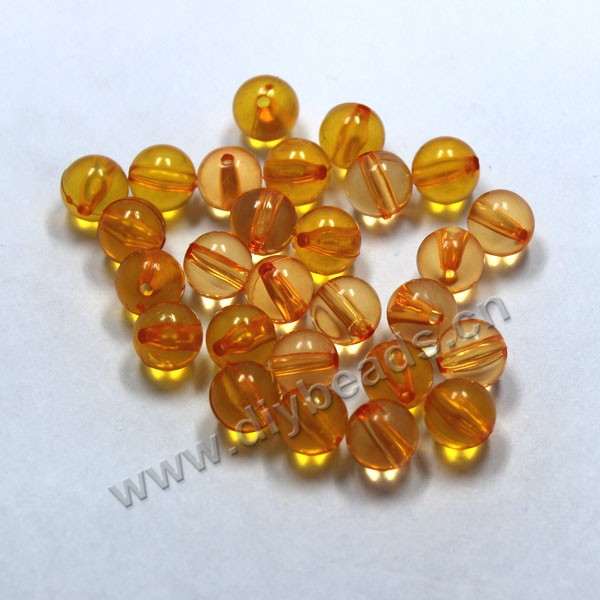 Bead, acrylic, lucid orange, 10mm round. Sold per pkg of 100ps