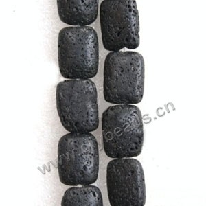 Bead,  lava rock (natural), 10x8x6mm flat rectangle. Sold per 14-inch strand.