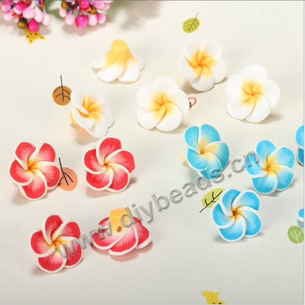 Bead, polymer clay,mixed color,20x10mm flower. Sold per pkg of 5.