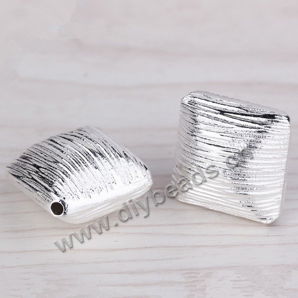 Bead, 925 Thai silver, square, 16mm, 2mm hole, Sold per pkg of 1 bag-2 pieces.