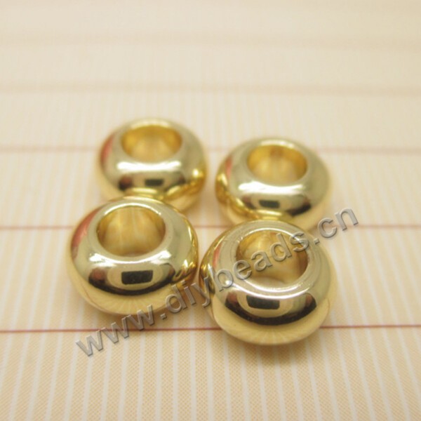 Bead,copper, 24k gold plated, 7*3.8mm hole 3.5mm flat round,Sold per pkg of 30 pieces.