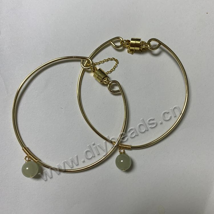 Brass+Hetain jade bead bracelet