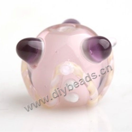 Bead,Japan lampworked glass,pink with bumpy corner, 16x16mm round.mini order 100pc 