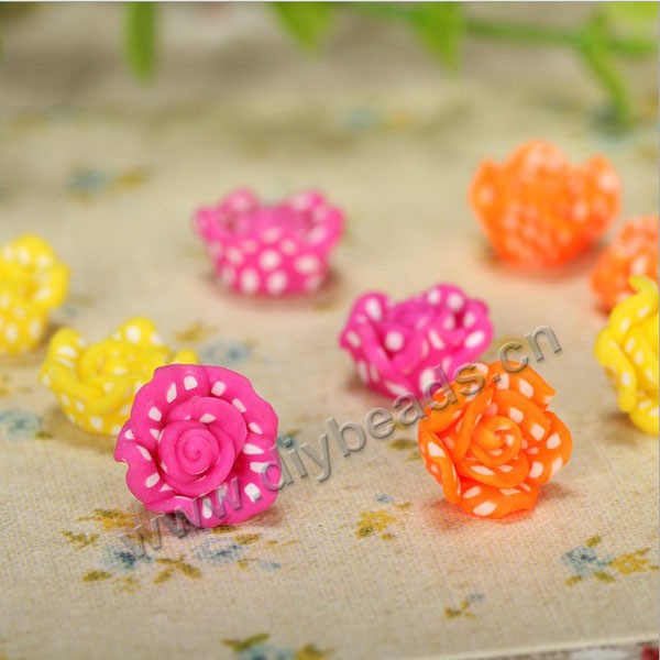 Bead, polymer clay,mixed color,12x7mm roses. Sold per pkg of 5.