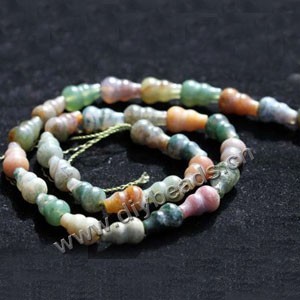 Bead, India agate (natural), 12x10mm gourd. Sold per 16-inch strand.