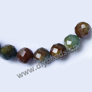 Bead, India agate (natural), 14mm faceted round. Sold per 15-inch strand.