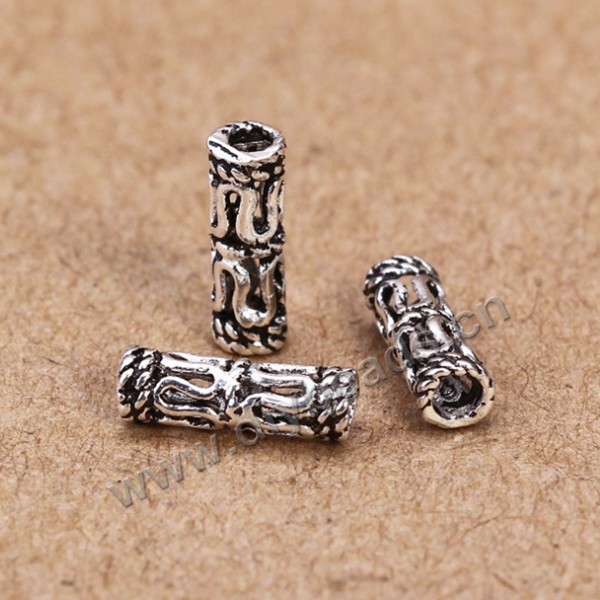 Tube, 925 Thai silver, carved, 2*8mm, Sold per pkg of 30 pieces.