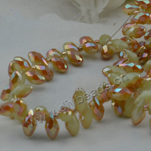 Bead, orange color, 6x12mm top-drilled faceted teardrop, diy beads, Sold per pkg of 1 strands-(100ps/strand).