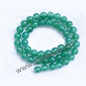 Bead, green agate (dyed), 8mm round. Sold per 15-inch strand.