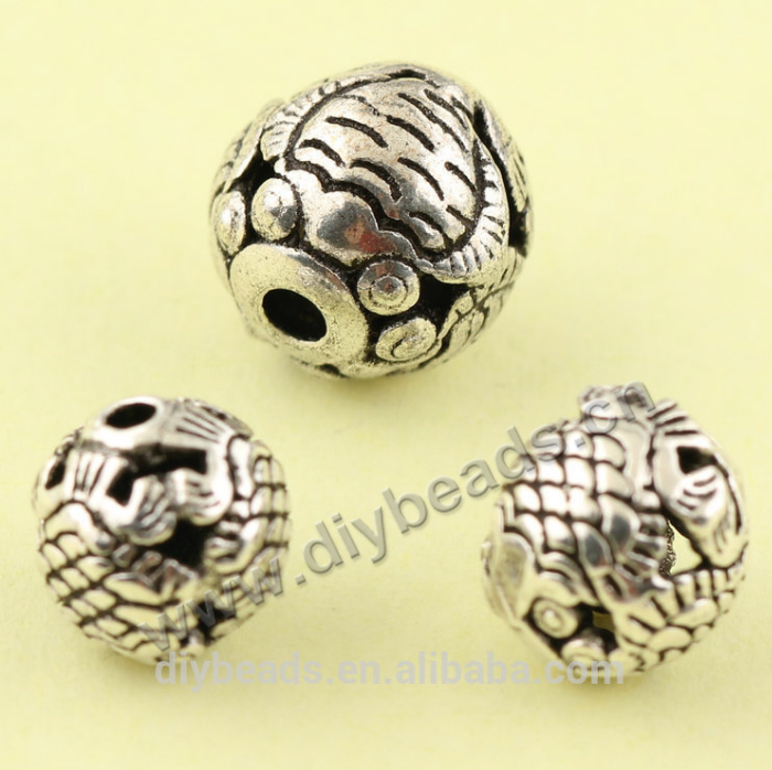 silver beads, hollow beads,carved round solid 925 sterling silver loose charm spacer beads,per pkg of 10pcs.