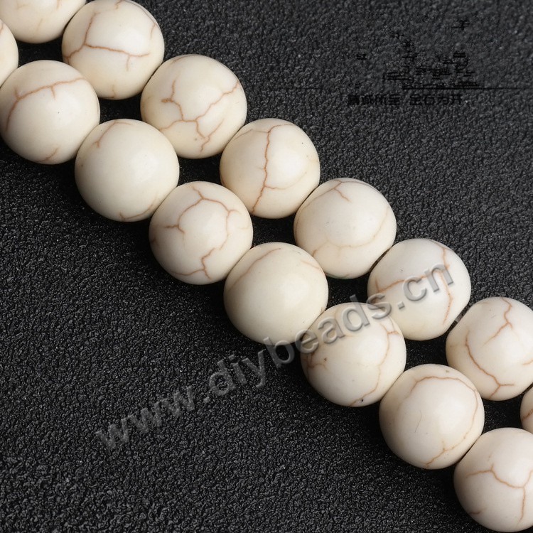 High quality polished round natural stone white howlite beads 14mm,sold per pkg of 10strands
