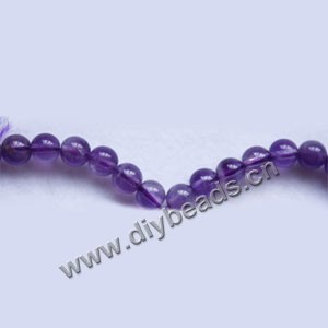 Bead, amethyst (natural), medium to dark, 6mm round, A- grade, Mohs hardness 7. Sold per 15-inch strand