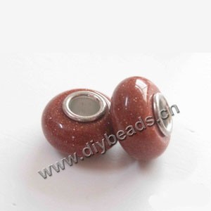 Bead,big-hole beads ,brown goldstone  (natural) and copper grommets,6.5x13.5mm rondelle with 4.5mm hole,sold per pkg of 100ps