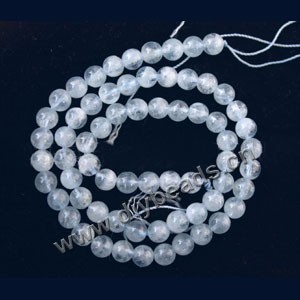 Bead, aquamarine (natural), 6mm round. Sold per 16-inch strand