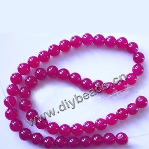 Bead, fuchsia "jade" (dyed), 8mm round. Sold per 15-inch strand,approximately 50 beads .