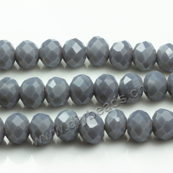Bead, glass, grey, 4*6mm faceted rondelle, sold by 1 bag-10 strands.