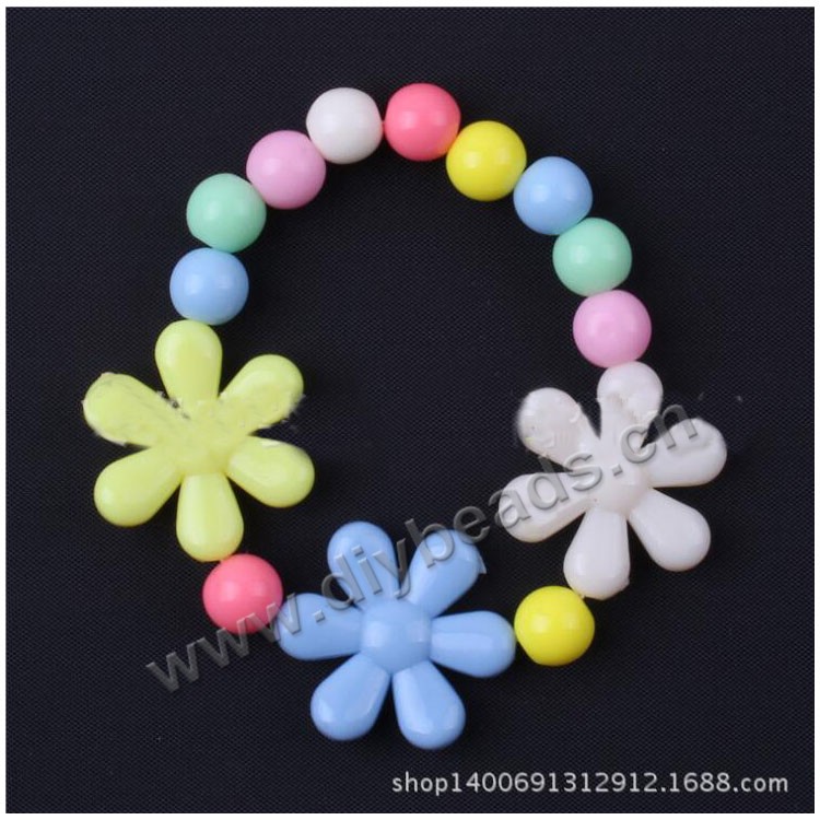 Children's bracelet,colorful acrylic  flower and star bracelet for wholesale. Sold per pkg of 1 pc.
