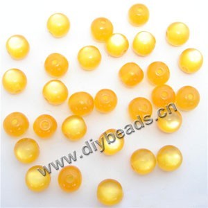 Bead, acrylic, cat's eye  yellow, 10mm round. Sold per pkg of 60ps