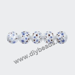 Bead, hand-blown glass, multicolored dots, 20mm hollow round. Sold per pkg of 10