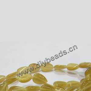 Bead, cat's eye glass, yellow ,12x8mm heart. Sold per 15-inch strand.