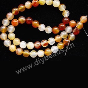 Bead, red agate (heated), 8mm round. Sold per 15-inch strand.