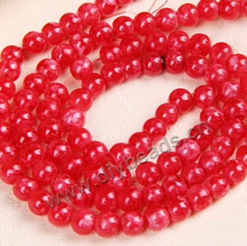 Bead,glass,solid red color,4mm round,sold per pkg of 10 strands