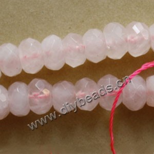 Bead, rose quartz (natural), 8x5mm rondelle. Sold per 15-inch strand