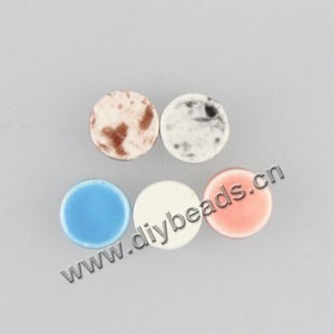 Bead, ceramic, mixed colors, 9mm flat round. Sold per pkg of 200 beads.