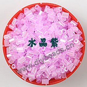 Bugle bead, glass,silky luster,light amethyst,#1 (3x2mm)beads. Sold per pkg of 80 grams,approximately 4,500ps.