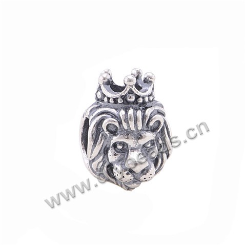 Bead,big-hole beads,metal alloy,Lion shape ,Sold per pkg of 50ps