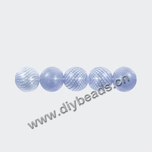 Bead, hand-blown glass, blue/white, 20mm hollow round. Sold per pkg of 10