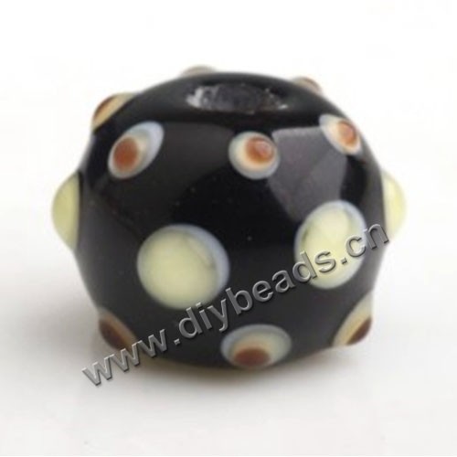 Bead,Japan lampworked glass,black with bumpy dots,16X12mm Rondelle.mini order 100pc 