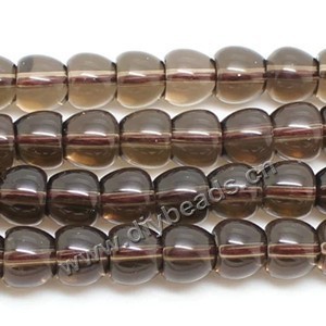 Bead, smoky quartz (heated/irradiated), 8x9mm carved apple. Sold per 16-inch strand.