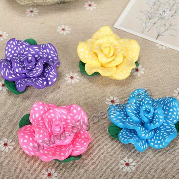 Bead, polymer clay,mixed color,45x20mm flower. Sold per pkg of 50.