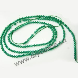 Bead, green agate (dyed), 2mm round. Sold per 15-inch strand